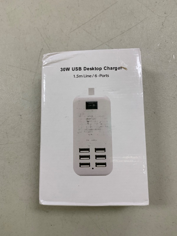 Photo 1 of 6 Ports USB Charger Hub Desktop US Plug AC Power Wall Travel Charging Adapter Slots Charging Station Extension Socket Outlet with Cable