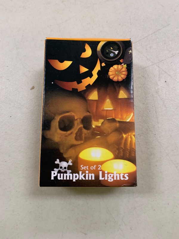 Photo 1 of 2 Pack Halloween LED pumpkin Lights with Remote and Timers Battery Operated Jack-O-Lantern Lights Bright Flickering Flameless Electric Candles for Halloween Decor Holiday Decorations Orange Color