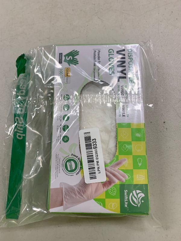 Photo 1 of SWIFTLITE Disposable Vinyl Gloves, Food Safe, Latex-Free Powder-Free Clear Plastic Gloves for Cooking, House Clean, Food Prep (100, Small)