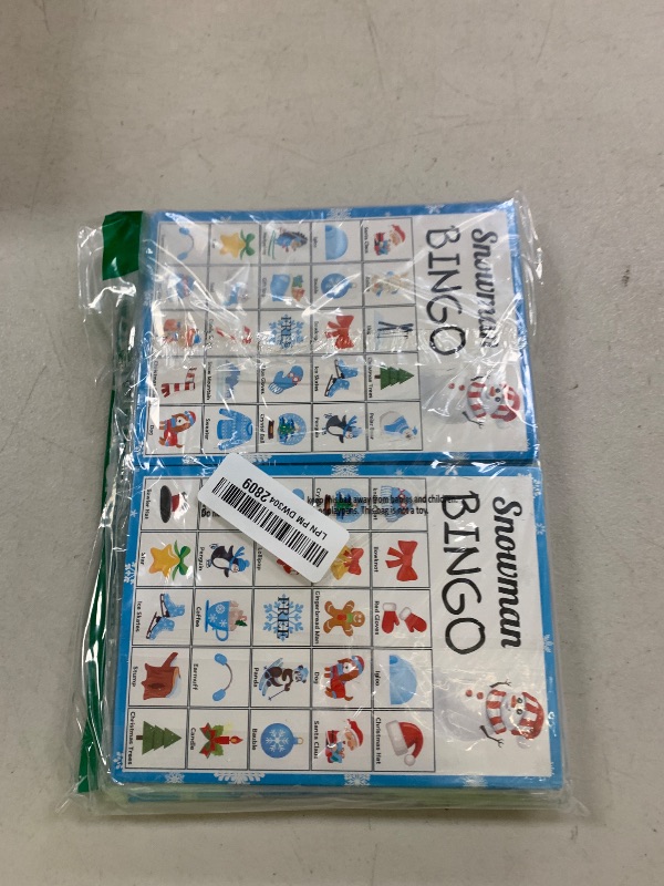 Photo 1 of Joy Bang Christmas Bingo for Kids & Adults - Snowman Bingo Game for 36 Players with Winter Stickers - Xmas Activity & Holiday Party Supplies