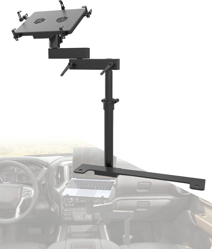 Photo 1 of Truck Laptop Mount Fit for 19-25 Chevy Silverado, Tahoe, GMC Sierra, No-Drilling Vehicle Laptop Mount Built-in Cooling Fan Adjustable Truck Computer Stand
