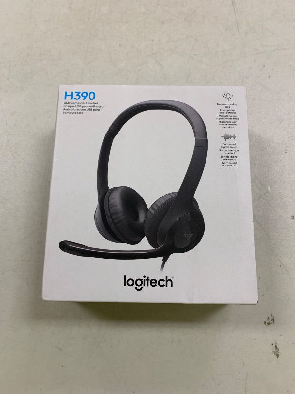 Photo 1 of Logitech H390 Wired Headphones with Mic, USB Headset with Microphone for PC, Noise Cancelling Microphone for Video Meetings, Music, Gaming - Black