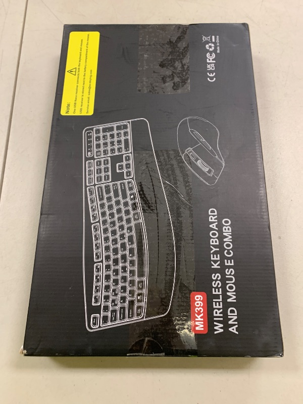 Photo 1 of Wireless Keyboard and Mouse Combo, 2.4G Full Size Wave Keys Ergonomic Keyboard with Wrist Rest and 3-Level DPI Adjustable Wireless Ergonomic Mouse for Windows, Mac OS Desktop/Laptop/PC(Black)