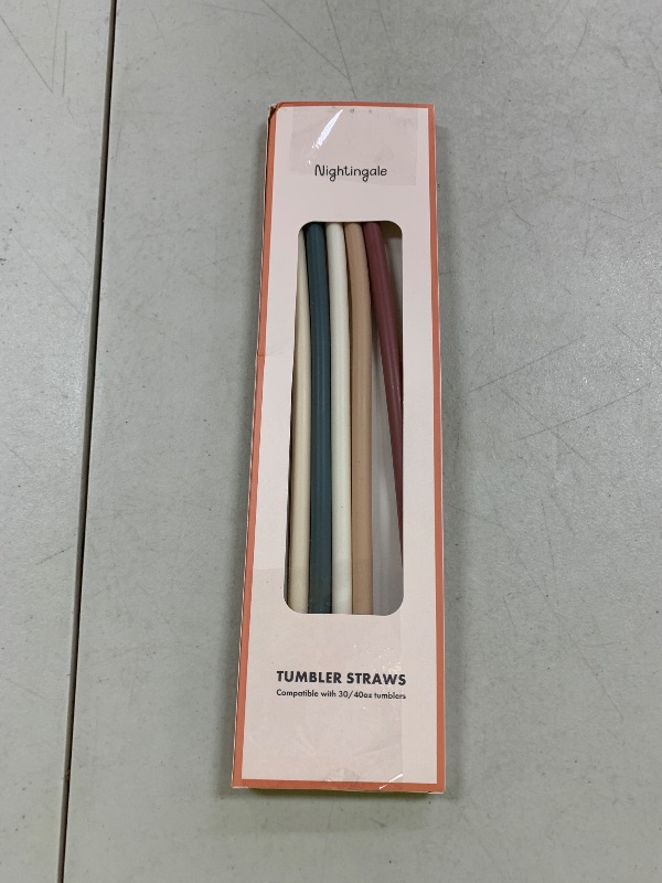 Photo 1 of Nightingale 14” Silicone Tumbler Straws - Compatible with Stanley 40 oz cup - Reusable Flexible Long Bendy Drinking Straw with Cleaning Brush for Tall Tumblers - Food-Safe - Set of 6 Oak