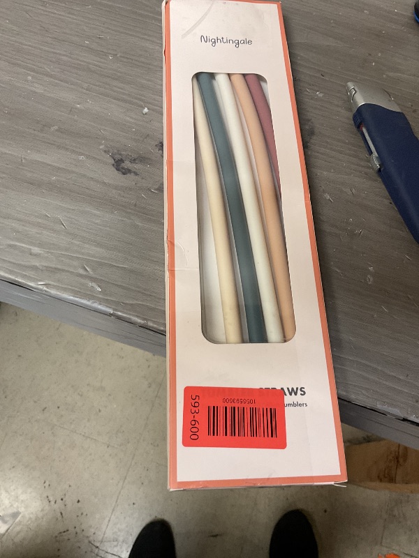 Photo 1 of Nightingale 14” Silicone Tumbler Straws - Compatible with Stanley 40 oz cup - Reusable Flexible Long Bendy Drinking Straw with Cleaning Brush for Tall Tumblers - Food-Safe - Set of 6 Oak
