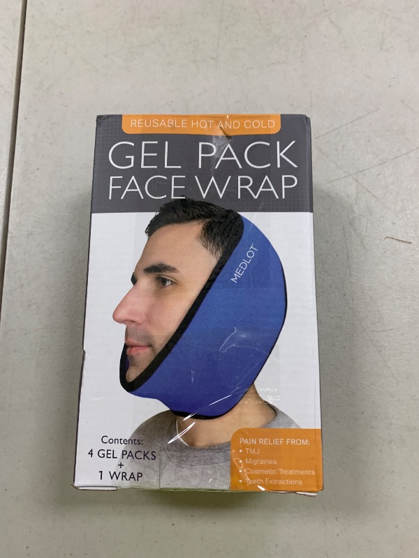 Photo 1 of LotFancy Face Ice Pack Wrap for TMJ, Wisdom Teeth, with 4 Reusable Hot Cold Therapy Gel Packs, Pain Relief for Head, Oral and Facial Surgery, Dental Implants, Blue