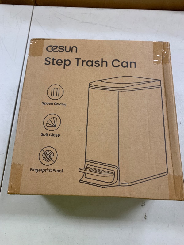 Photo 1 of Cesun Small Bathroom Trash Can with Lid Soft Close, Step Pedal, 6 Liter / 1.6 Gallon Stainless Steel Garbage Can with Removable Inner Bucket, Anti-Fingerprint Finish (Gray)