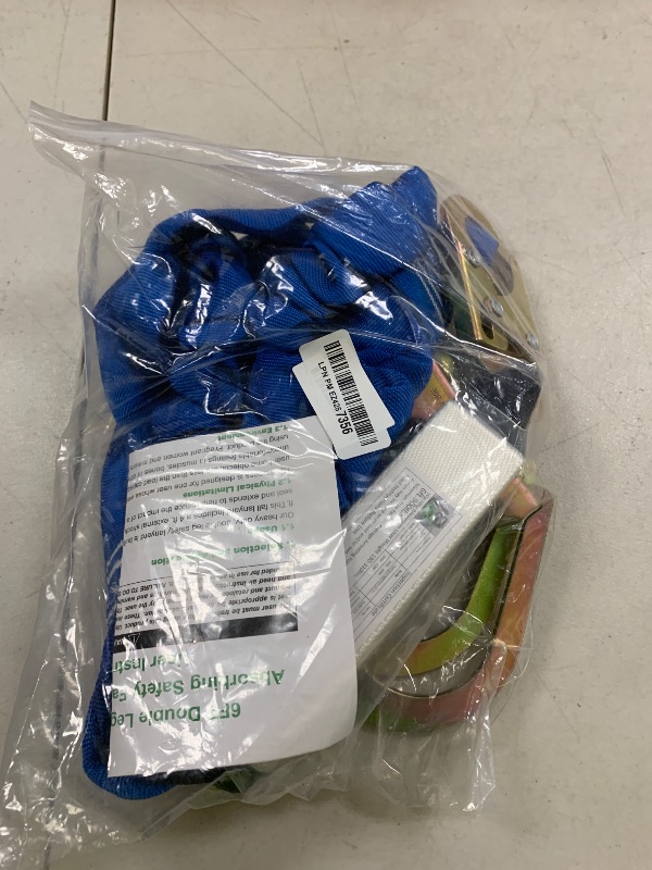 Photo 1 of 6FT Double Leg Internal Shock Absorbing Safety Fall Protection Lanyard with Dual Rebar & Snap Hook |Heavy-Duty Webbing | Roofer, | OSHA & ANSI Rated (AZ369-B-Shock Absorbing-Blue)