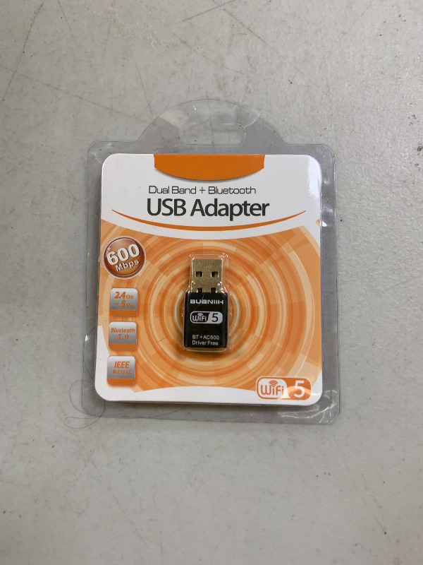 Photo 1 of WiFi Adapter for Desktop PC,USB WiFi Adapter,Bluetooth&WiFi 2-in-1,600Mbps 2.4/5.8Ghz Dual Band Wireless Network,Plug and Play, for PC/Laptop/Desktop,Support Win7/8/8.1/10/11