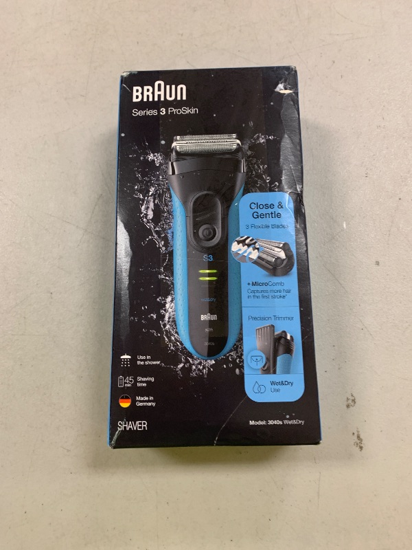 Photo 1 of Braun Electric Series 3 Razor with Precision Trimmer, Rechargeable, Wet & Dry Foil Shaver for Men, Blue/Black, 4 Piece