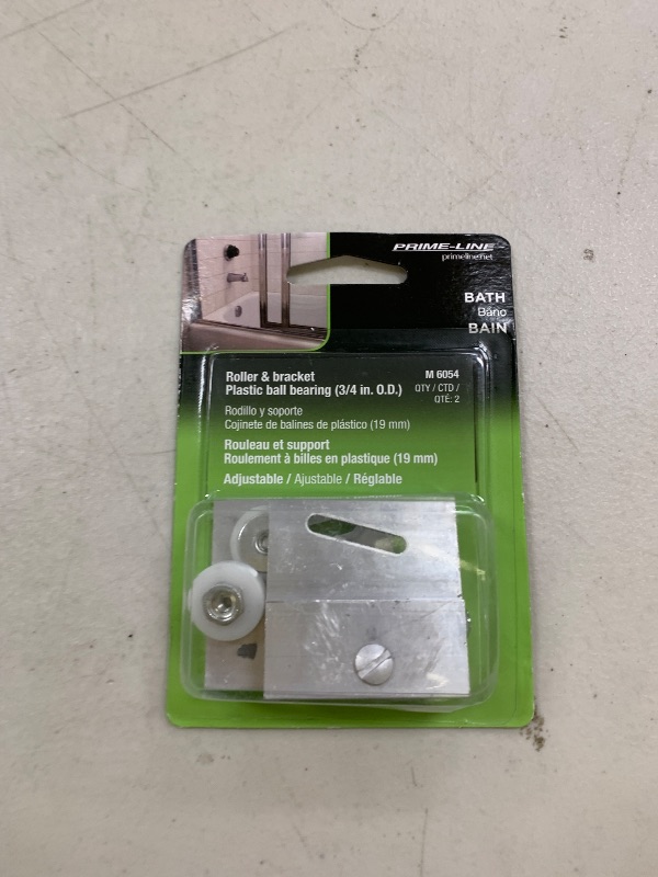 Photo 1 of Prime-Line M 6054 Frameless Sliding Shower Door Top Bracket, 3/4 In., Flat Plastic Wheel, Steel Ball Bearings 2 Count (Pack of 1)