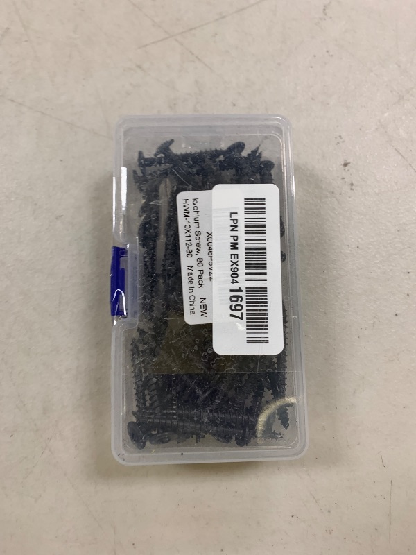 Photo 1 of #10 x 1-1/2" (80 PCS) Modified Truss Head Wood Screws, Phillips Drive Quick Metal Self Tapping Screws, Black Coating, Full Thread, Screwdriver Bit Included