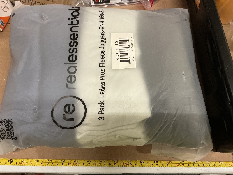 Photo 1 of 1x.   Real Essentials 3 Pack: Women's Ultra-Soft & Warm Fleece Joggers Sweatpants with Pocket 