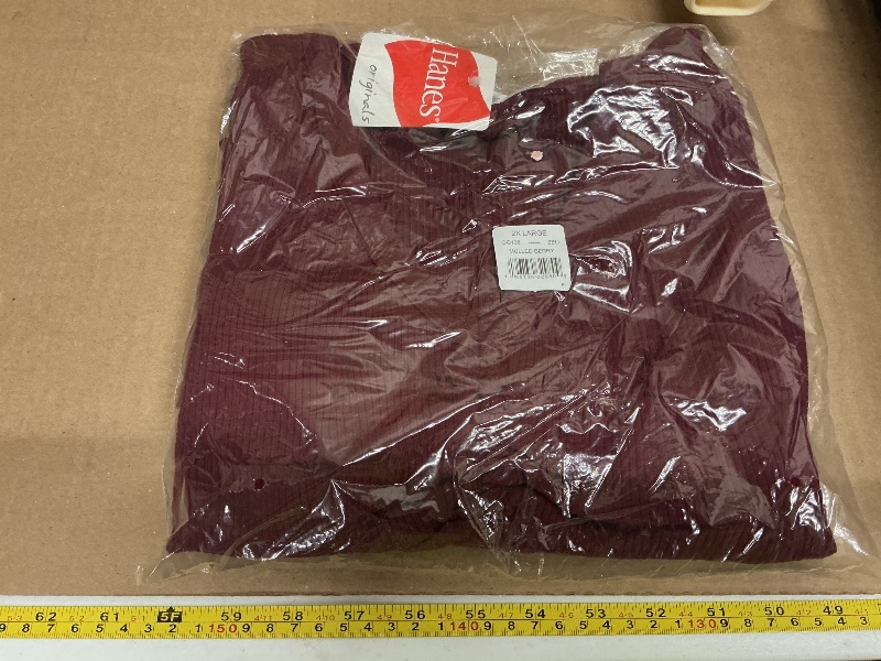 Photo 1 of 2XL.    Hanes Women's Originals Rib Shirred Crop Top, Long Bell Sleeve Shirt, Lettuce Edge Hem