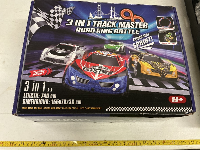 Photo 1 of 3 IN 1 Slot Car Race Track Sets with 4 High Speed Slot Cars, Electric Race Car Track Include Circular Overpass Flash Tracks, 1:43 Remote Control Track Car Game Toys Gifts for Adults Boys Ages 6 7 8-12