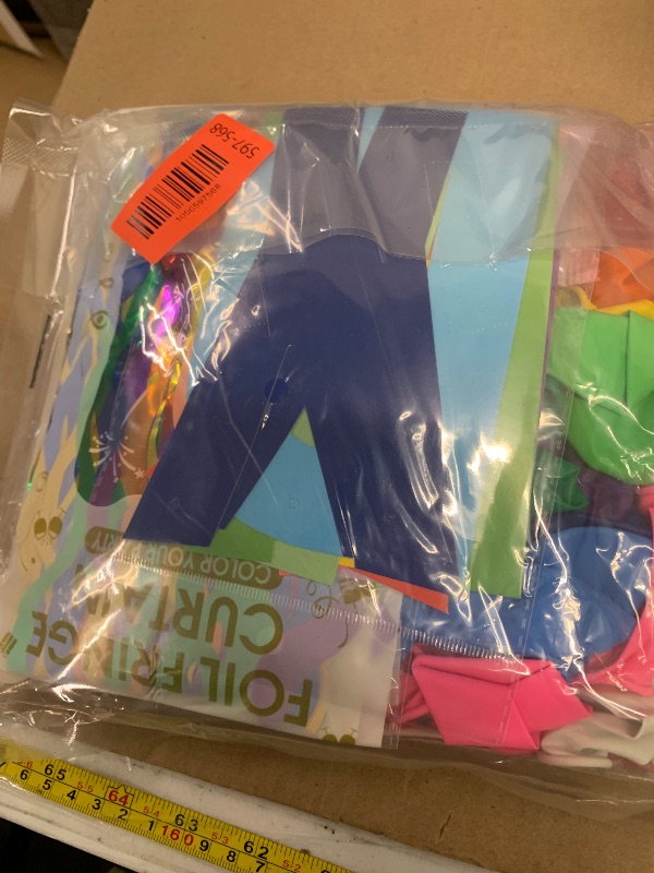 Photo 1 of 2 Pack Fringe Curtains Party Decorations, Rainbow Tinsel Backdrop, Banner, Birthday Balloons, Table Skirts for Parties,Photo Booth Wedding Graduations Birthday Christmas Event Party Supplies