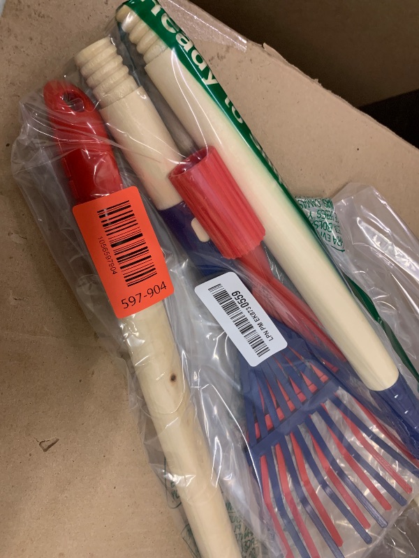 Photo 1 of 2PCS Kids Rakes for Leaves, 28" Child Size Garden Yard Rake Childrens Lawn Rake Toddler Leaf Rakes Blue Red Metal Head with Detachable Hardwood Handle Great Gardening Tools for Boy Girl