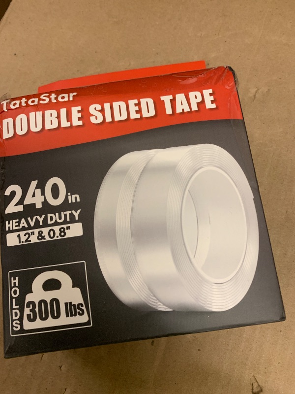 Photo 1 of 2 Rolls Double Sided Tape Heavy Duty - 240" x 1.2" & 0.8" - Removable Nano Tape for Poster Carpet Picture Hanging Strip Rug Wall Outdoor - Clear & Strong Adhesive Multipurpose Mounting Tape - 20 Feet