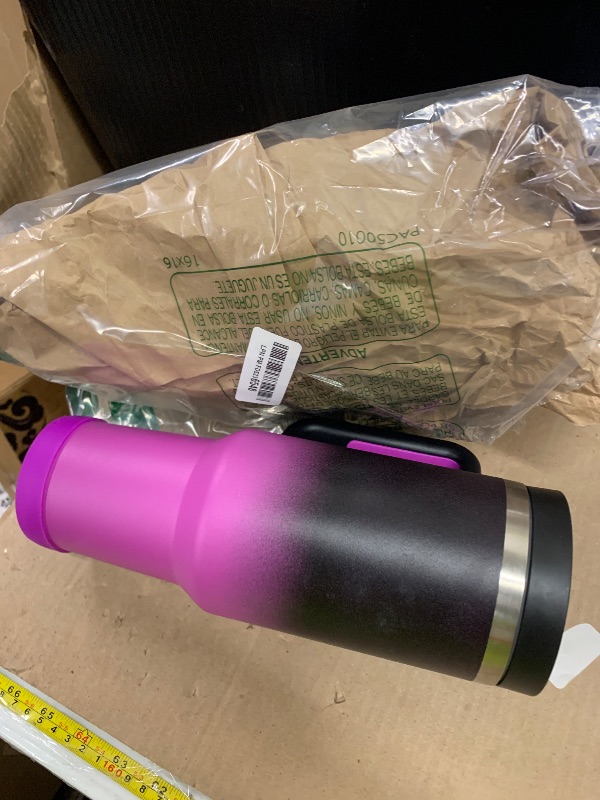 Photo 1 of 40oz Tumbler with Handle and Straw Spout 2-in-1 Lid, Spill Leak Proof Insulated Travel Cup Traveler Water Mug Keep Cold Hot, Dishwasher Safe Stainless Steel Bottle Gifts for Women Men, Black Purple