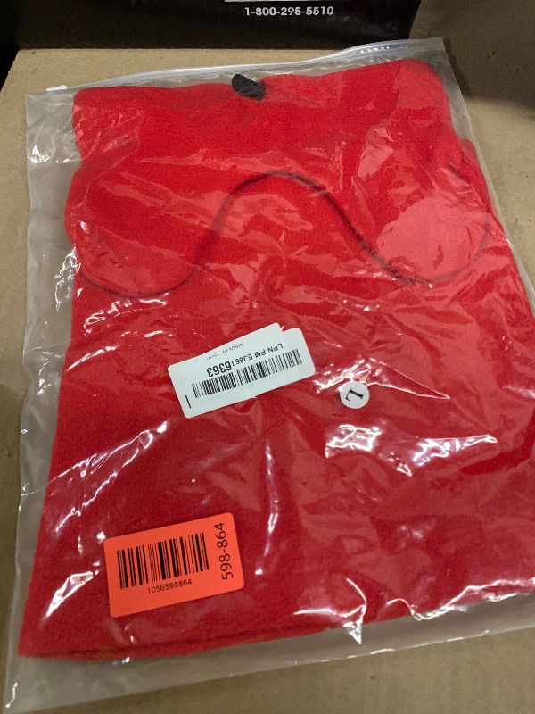 Photo 1 of 1pc. Dog Snood Winter Hood with Ear Protection, Fleece Neck Warmer for Dogs, (Red, Large)