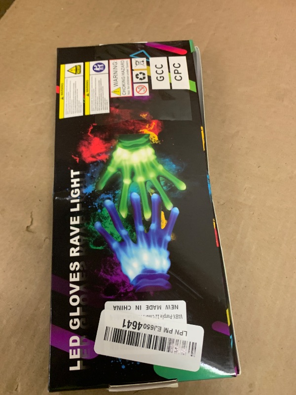 Photo 1 of 1 pair VABX-Purple 12 Colors Flash Led Light up Gloves for Boys Girls Birthday Cool Gifts Easter Halloween Christmas Rave Party Kids 4-12 Teens Adults (Small)