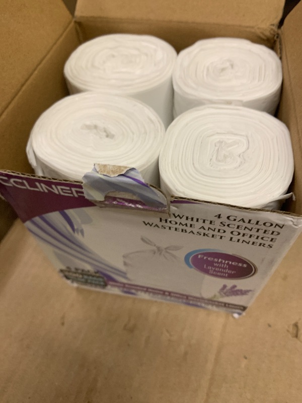 Photo 1 of 4 gallon Small Trash Bags Lavender Scented (200 Count) CCLINERS White Bathroom Garbage Bags 15 Liter Diaper Bags Mini Wastebasket Can Liners for Home Office Bins (200 Bags)
