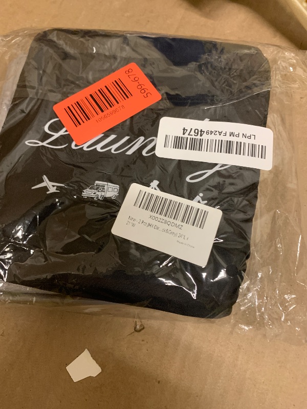 Photo 1 of 2 Pcs JHX Travel Laundry Bags, Dirty Clothes Organizer?Upgraded?with Handles and Aluminum Carabiner for Travel, Camp, Fitness, and Students (Black&Grey) 24"L x 21"W