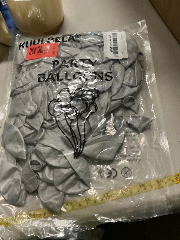 Photo 1 of 110pcs Metallic silver Balloons, Metallic silver Latex Balloons 12 inch, silver Balloon for Birthday Party Baby Shower Wedding(with 2 Ribbons).