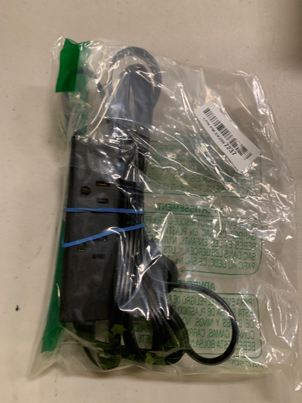 Photo 1 of 10Ft Extension Cord with Multiple Outlets, Flat Plug Power Strip Surge Protector with 10 Ft Long Cord, 6 Outlet 3 USB Ports (1 USB C), Multi Outlet Wall Plug for Travel, Dorm Room Essentials-Black