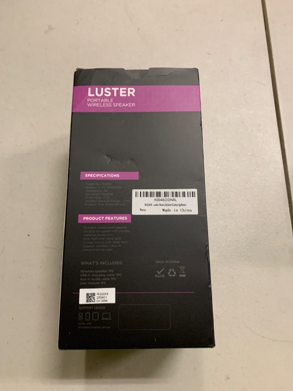 Photo 1 of BUGANI Luster Bluetooth Speakers, Portable Wireless Stereo Speaker with Colorful Lights, Loud Sound, Bluetooth 5.3, 24H Playtime, IPX6 Waterproof, AUX-in, for Home/Outdoor/Camping/Beach