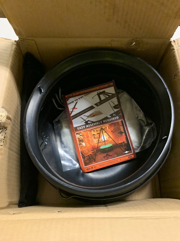 Photo 1 of 2025 Large Witch Cauldron Halloween Decorations Outdoor, Black Plastic Bowl Decor on Tripod with Lights Halloween Cauldron Pot Witches Cauldron Hocus Pocus Candy Bucket Decoration for Porch Home Party