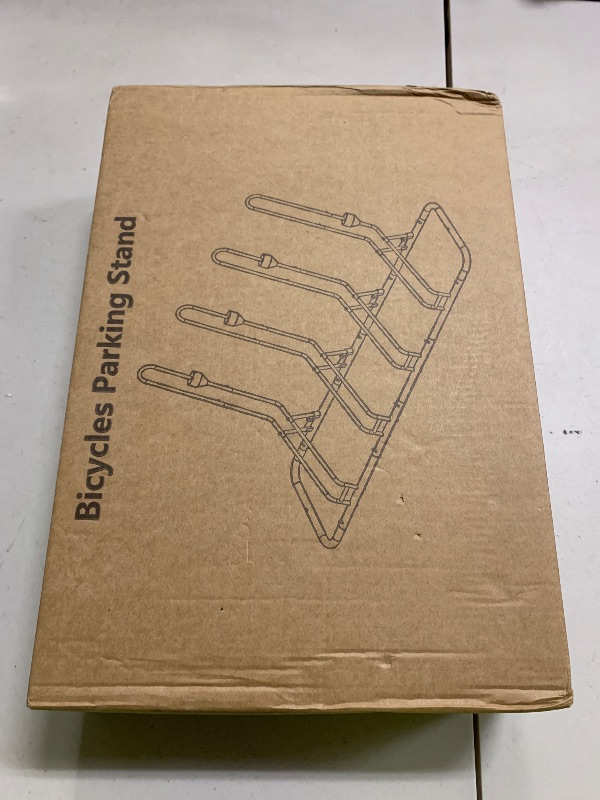 Photo 1 of 4 Floor Bike Rack, Safeguard Disc Brakes & Derailleurs Design, Waterproof Bicycle Stand Indoor/Outdoor/Garage Use, Fits 12"-29" Tires, Upgraded 0.63" Steel Tubes for Stability
