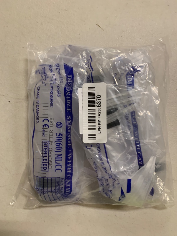 Photo 1 of 3 Pack 60ml Syringe with Needle 16G 1.5” and Cap, Luer Lock Syringes with Cap for Fluid Suction Injector, Drawing Oil, Fluid, Water, Lab