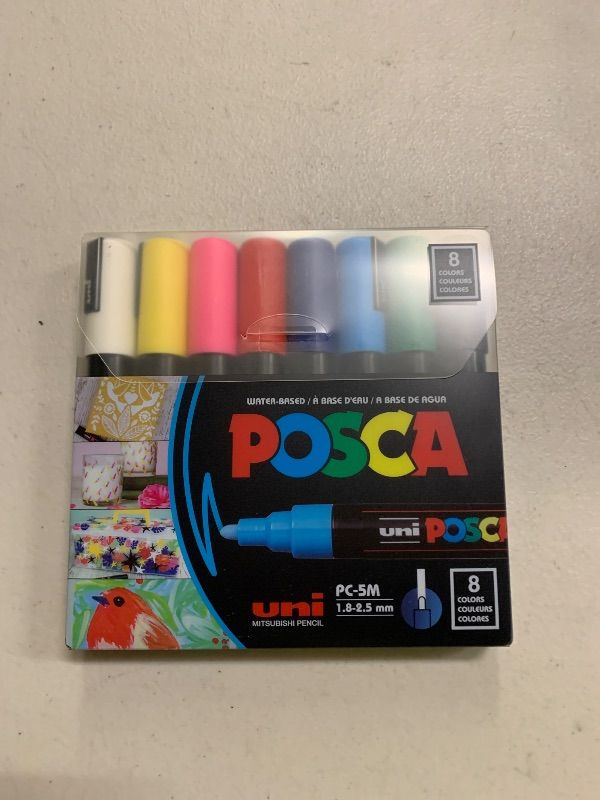 Photo 1 of Posca Marker Set of 8 in Assorted Colors, Pens for Art Supplies, School, Rock Art, Fabric, Paint Pen, Art, Posca Markers