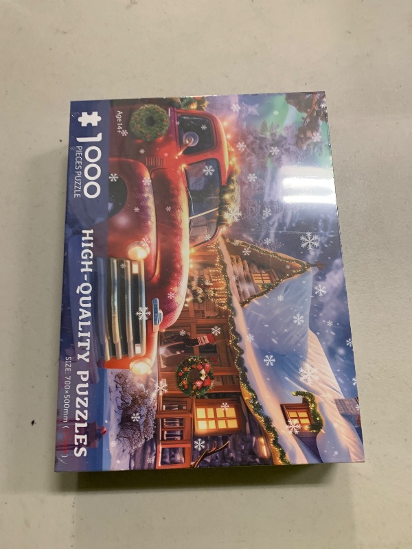 Photo 1 of 1000 Piece Puzzle for Adults, Christmas Snowy Night Puzzles 1000 Pieces, Enchanting Christmas Eve Puzzles for Adults, Aurora Cabin Jigsaw Puzzle Vacation Challenging Gift for Family Friends