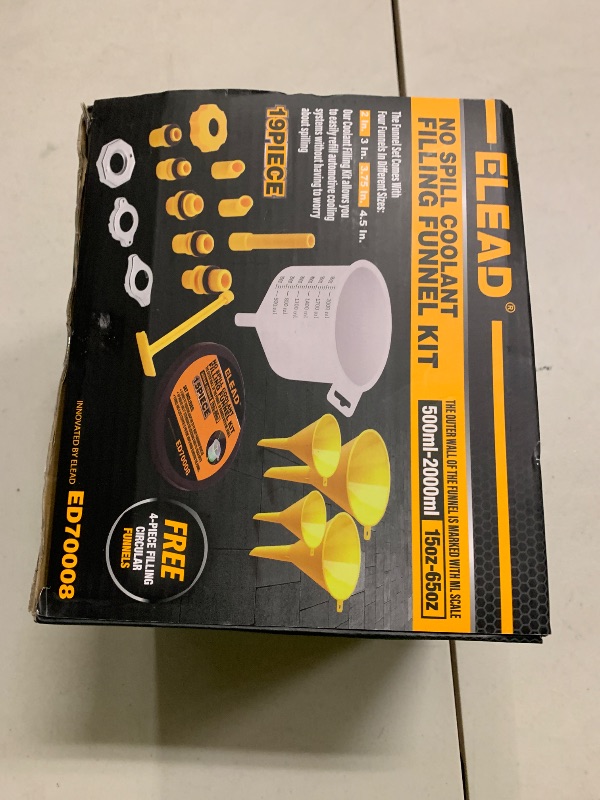 Photo 2 of ELEAD No-Spill Coolant Funnel Kit - 19-Piece Radiator Funnel burping kit, coolant Bleeder kit, Extra Funnels and Adapters for Universal Vehicle