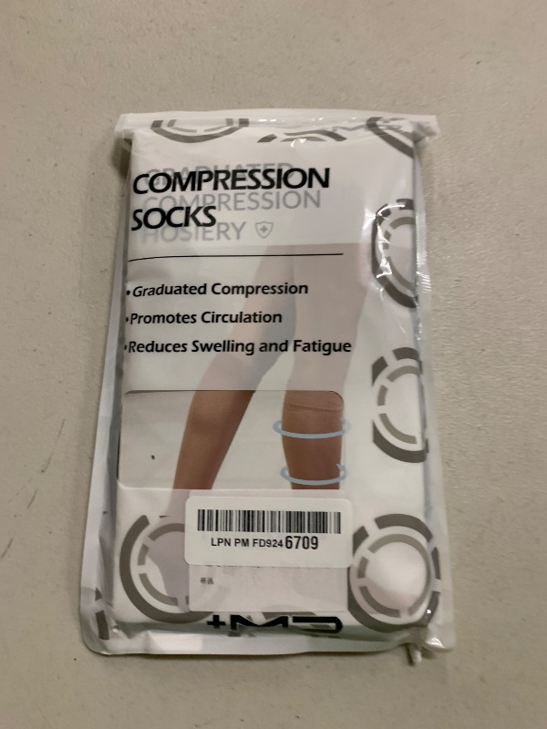 Photo 1 of +MD 2 Pairs Compression Socks for Women & Men Medical Grade 20-30 mmHg, Open-Toe knee High Stocking, Support for edema, Varicose Veins, Black, X-Large