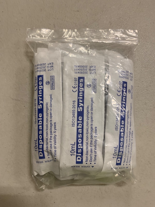 Photo 1 of 10 Pack 10ml Syringe for Liquid, Oral, Scientific Labs, Measurement, Dispensing, with Cap, 10cc Syringes