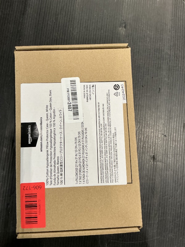 Photo 1 of Amazon Basics Queen Pillowcase with Zipper, 100% Cotton Hypoallergenic, Pillow Protector, White (31 x 21 Inches), Pillows Not Included