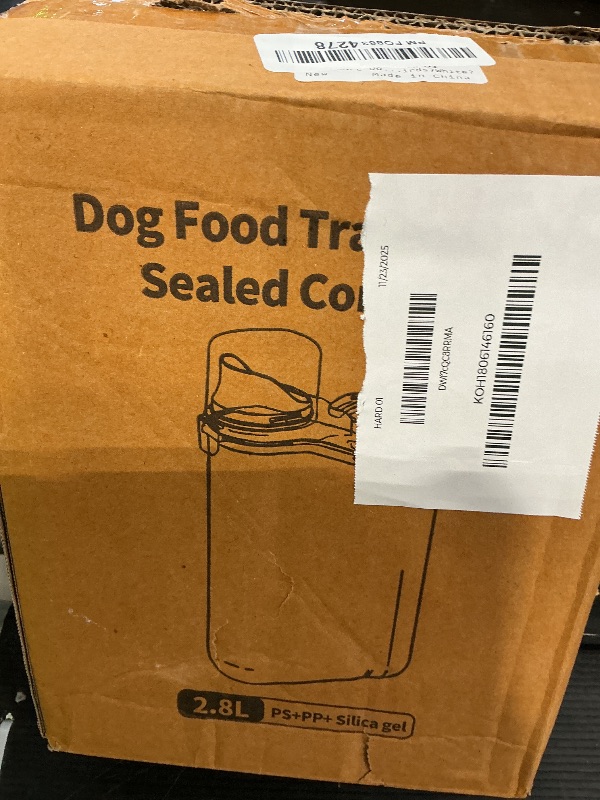 Photo 1 of **MISSING PARTS - Missing the lid**
P-ZOONPE Dog Food Storage Container, Pet Food Container with Airtight Pour Spout, Cat Food Storage Container with Measuring Cups, Portable Pet Food Container for Dogs, Cats, Birds?White?