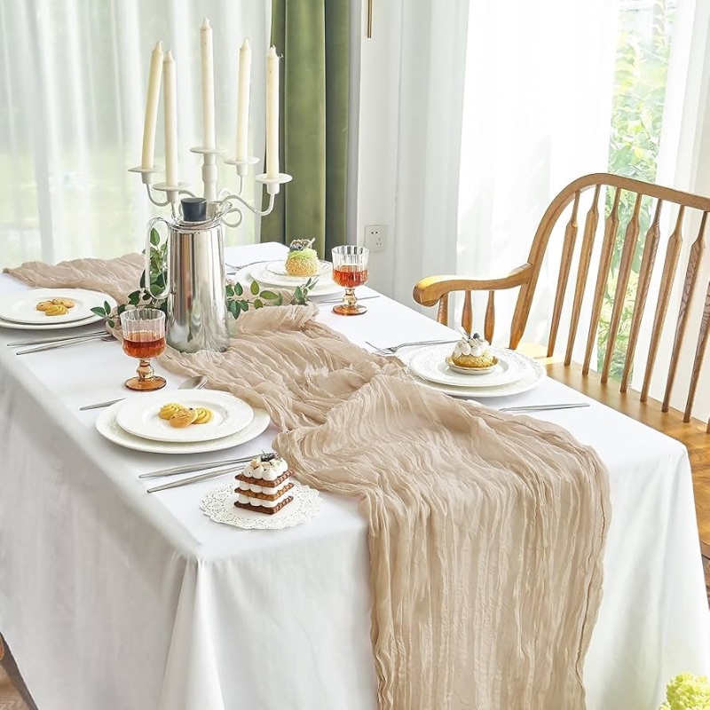 Photo 1 of  Sand Cheesecloth Table Runner