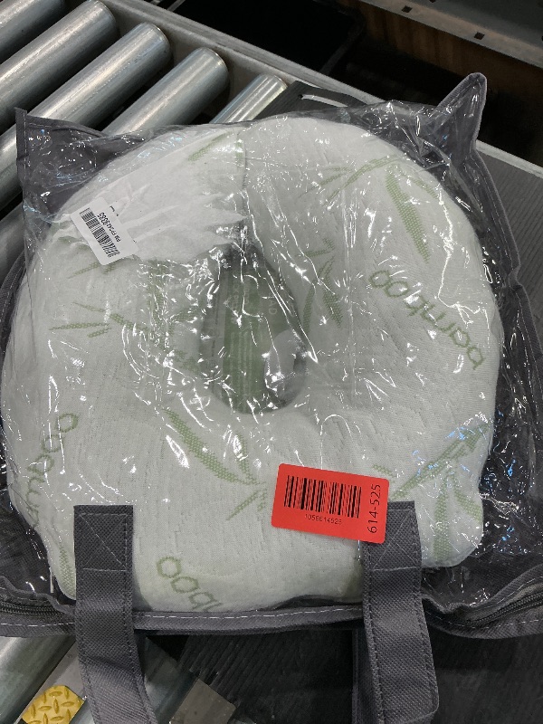 Photo 1 of *MINOR DAMAGE - USED*
Sacred Thread Rayon Derived from Bamboo Travel Neck Pillow for Airplanes, Memory Foam for Airplane, Ergonomic Design Neck Rest, Travel Pillow for Sleeping (White)
