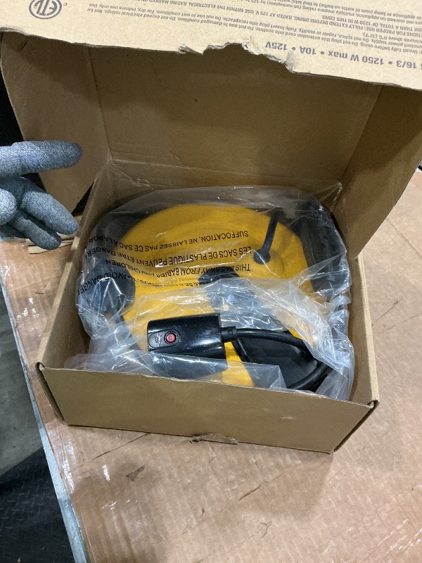 Photo 1 of *MINOR DAMAGE - USED*
30Ft Retractable Extension Cord Reel, Ceiling/Wall Mount 16/3 Gauge SJTW Power Cord with 3 Outlets Triple Tap for Garage, Shop, 10 Amp Circuit Breaker, Durable Coated Metal Plate, ETL Listed