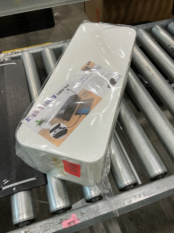 Photo 1 of [Set of Three] Cable Management Boxes Organizer, Large Storage Wires Keeper Holder for Desk, TV, Computer, USB Hub, System to Cover and Hide & Power Strips & Cords (Ice White)