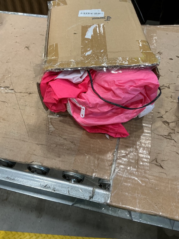 Photo 1 of Jenaai 6 FT Christmas Inflatables Snowman Outdoor Decorations Blow Up Yard Snowman Inflatable with LED Lights for Xmas Holiday Party Patio Garden Lawn(Pink,Lying)