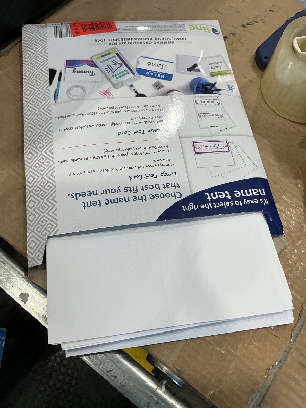 Photo 1 of "C-Line Printer-Ready Scored Name Tent Cards, 11 x 4-1/4 Inches (Folded Size), 8-1/2"" x 11"" White Cardstock Sheets, Box of 50 (87517)", large