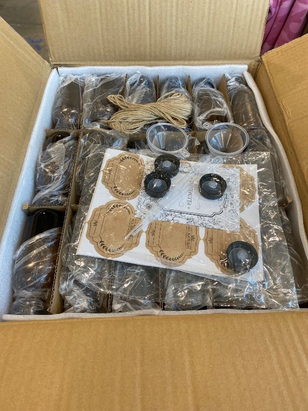 Photo 1 of *MISSING PARTS UNKNOWN*
54 Pack 4 oz Amber Boston Glass Bottle with Cap, Empty Glass Bottles for Homemade Vanilla Extract, Essential Oils, Juice, Potion, Syrup, Liquids, Christmas