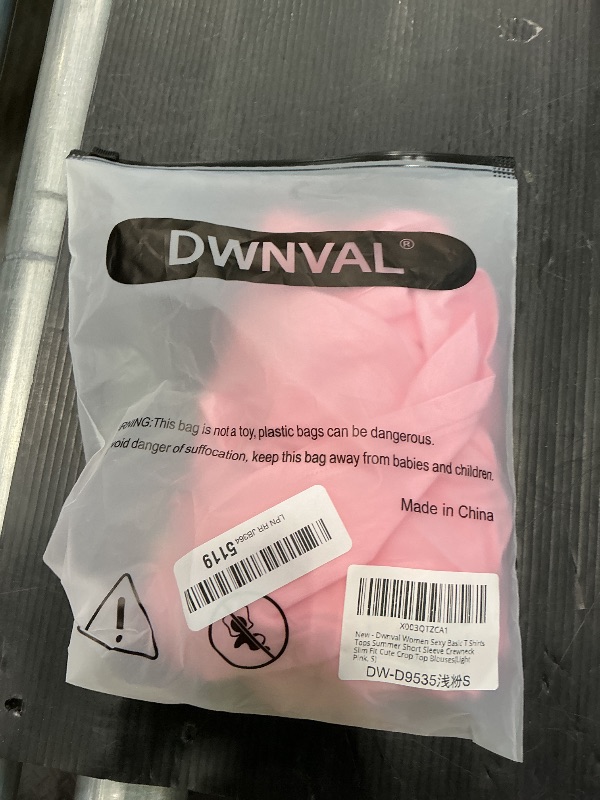 Photo 1 of **SMALL**Dwnval Womens Sexy Basic T Shirts Summer Short Sleeve Crewneck Slim Fit Cute Crop Tops(Light Pink, S)