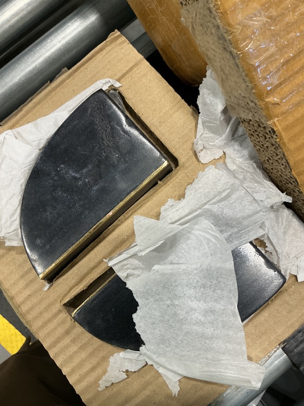 Photo 1 of *USED*
Boho Arched Semicircle Marble Bookends with Brass Detail, Set of 2, Black