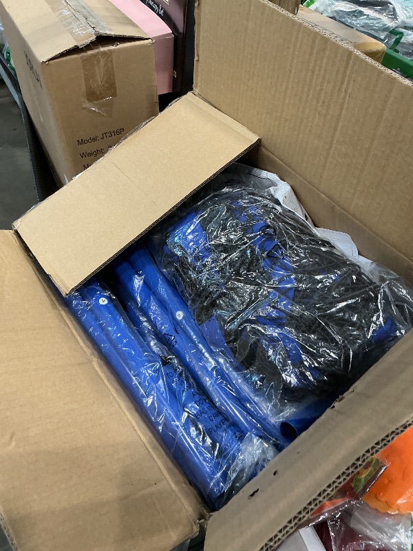 Photo 1 of ***READ CLERK NOTES*** Adjustable Volleyball Rebounder Net 7x4 FT, Steel Frame & High-Tension PE Netting, Durable & Portable Volleyball Training Equipment Practice for Improving Volleying, Bumping, Spiking Skills (Blue)